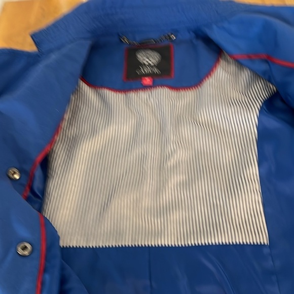 Vince Camuto SZ M Royal Blue Cinch Waist Spring Snap Closure Jacket Trench Coat - Picture 9 of 10